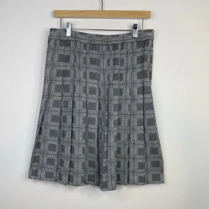 St John Collection Vintage Y2K Black White Plaid Pleated Sparkle Skirt womens 10