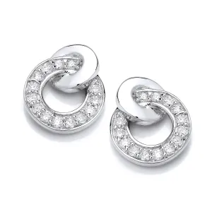 Sterling Silver & Cubic Zirconia Interlocking Circles Earrings