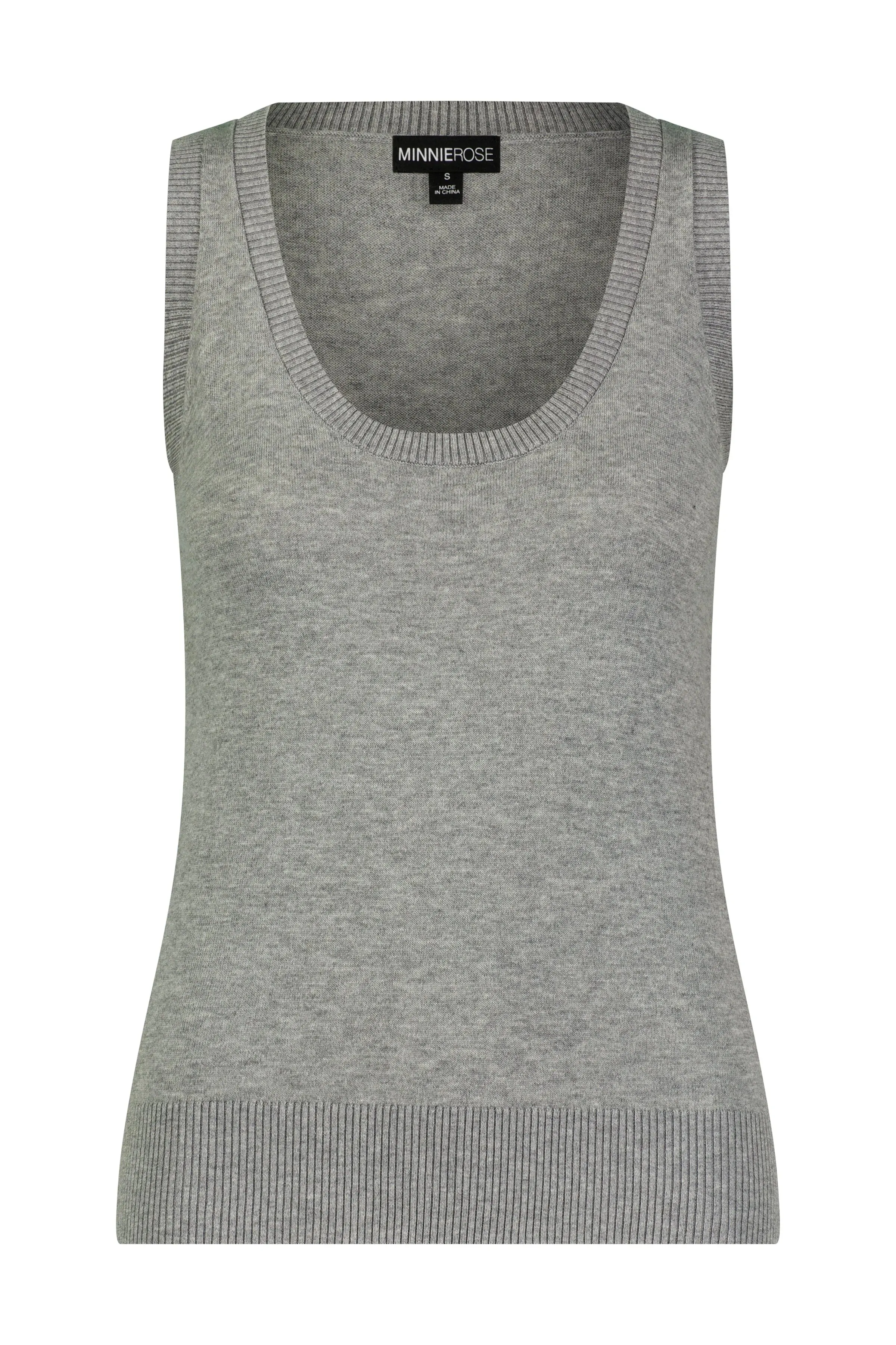 SUPIMA COTTON CASHMERE SCOOP NECK TANK IN ASH GREY