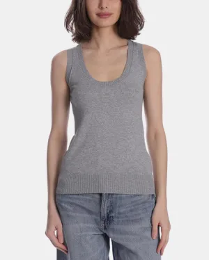 SUPIMA COTTON CASHMERE SCOOP NECK TANK IN ASH GREY