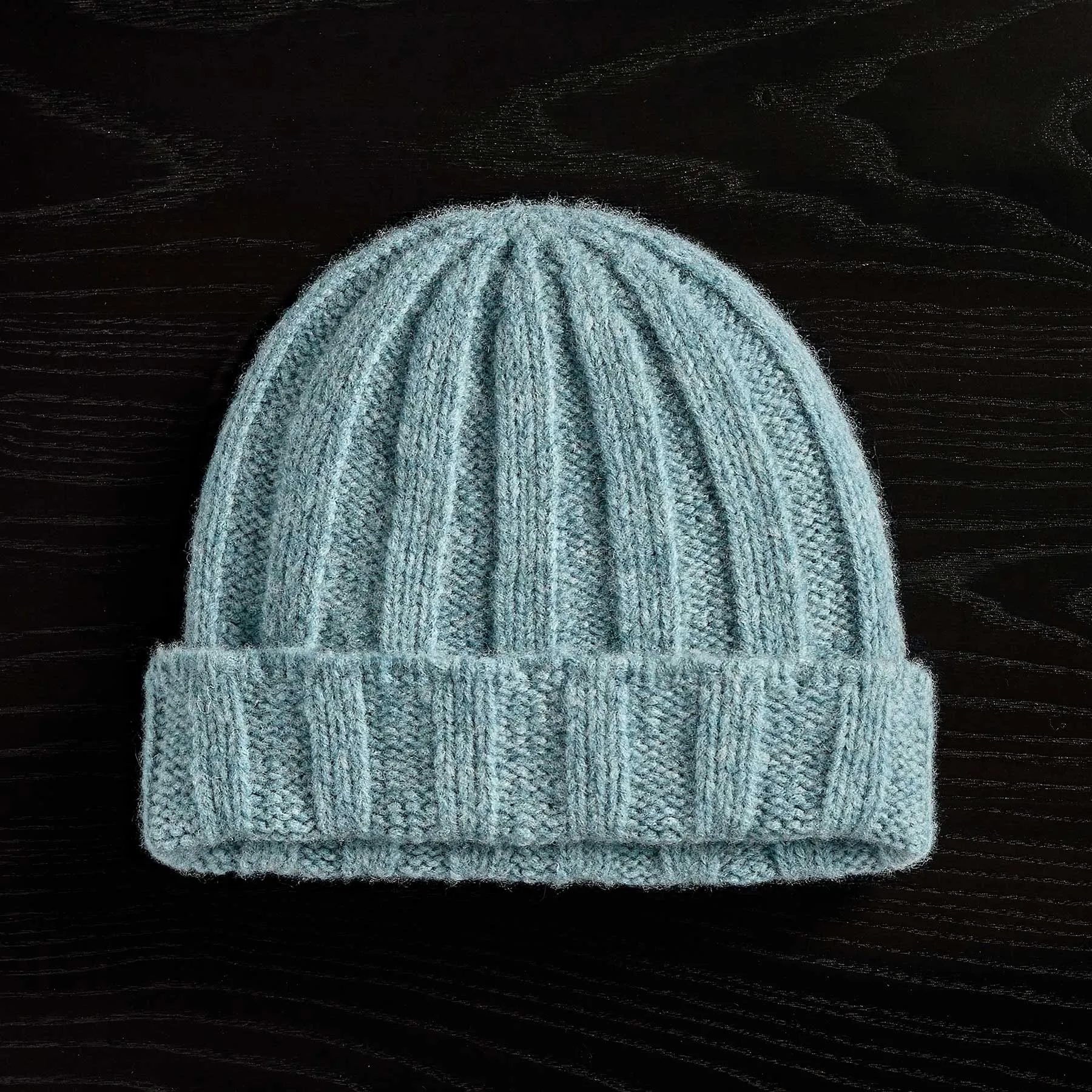 Textured Cashmere Beanie - Aqua