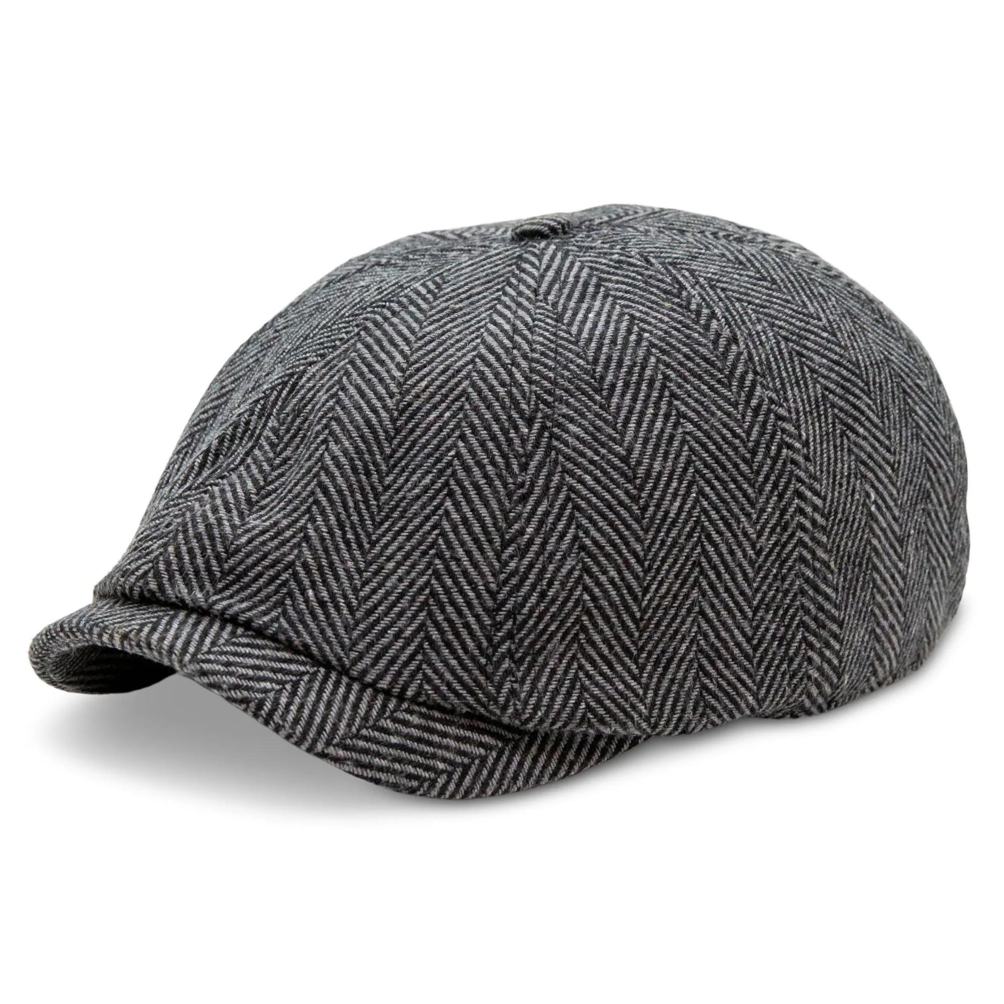The Baker Boy Boston Scally Cap - Grey Herringbone