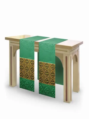 The Francis Classic Cross Green & Brocade Green <br> Altar Scarves