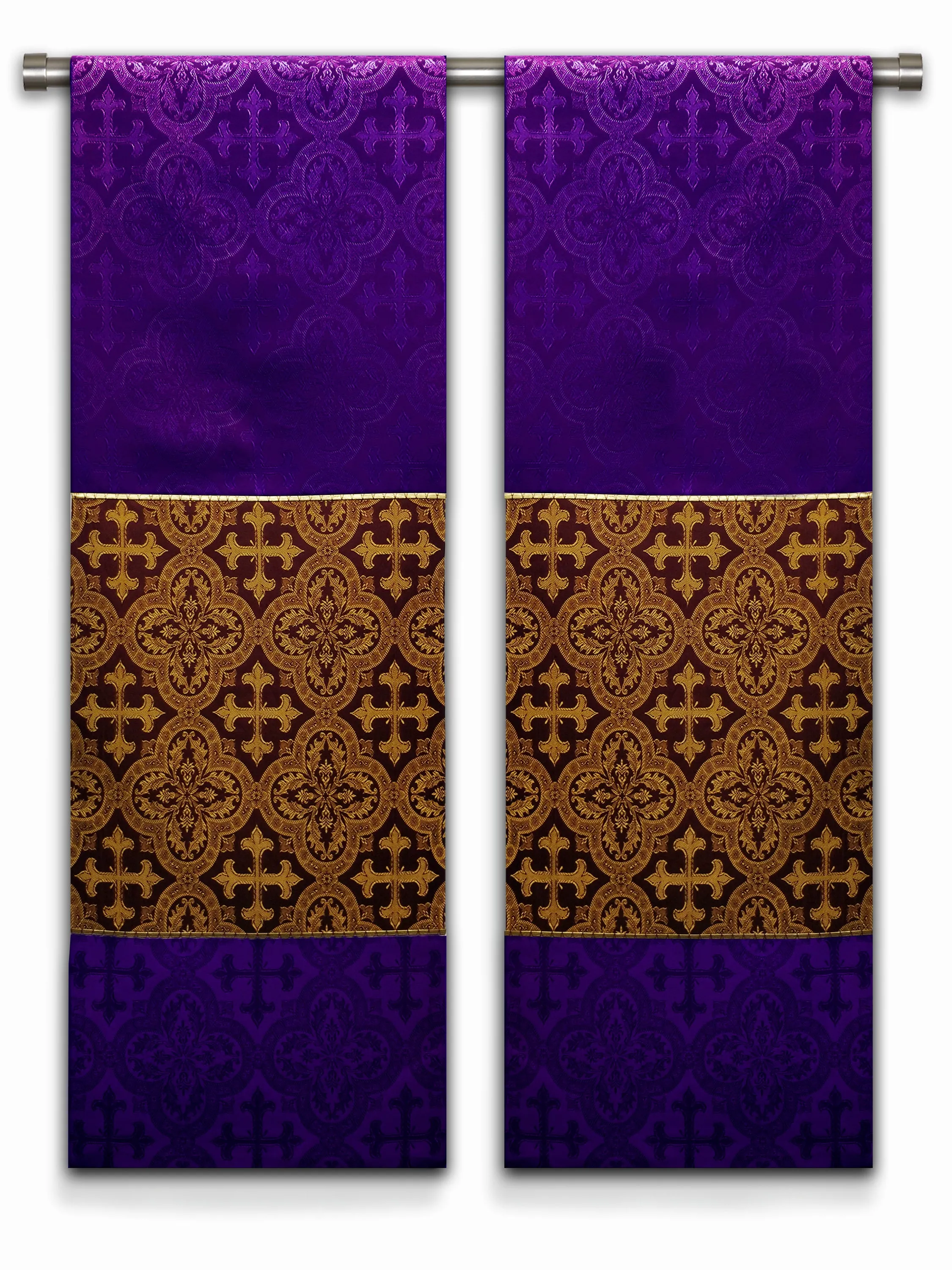 The Francis Cross Sarum & Brocade Burgundy Altar Scarves