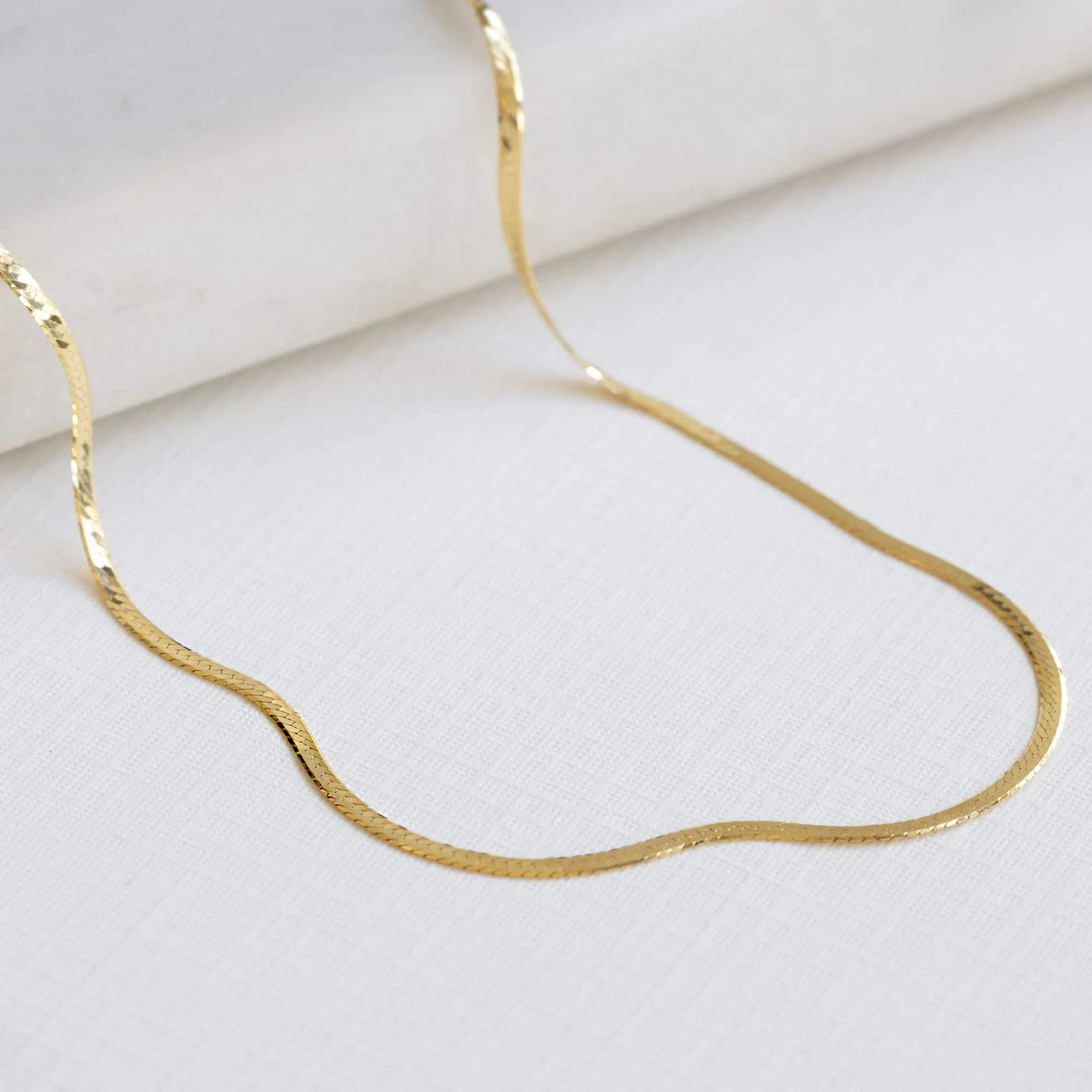 The Herringbone Chain Necklace | 14K Yellow Gold