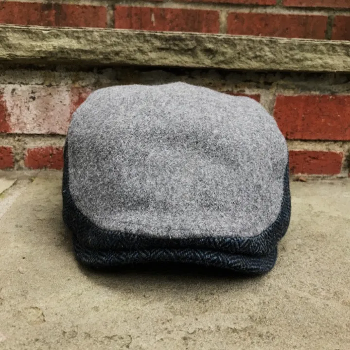 The Legacy Boston Scally Cap - Grey & Patriot Blue Herringbone