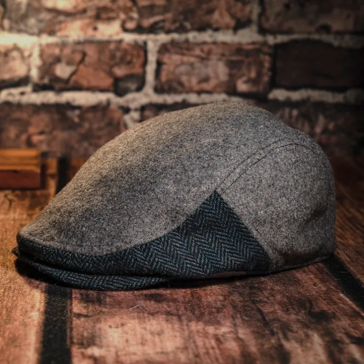 The Legacy Boston Scally Cap - Grey & Patriot Blue Herringbone
