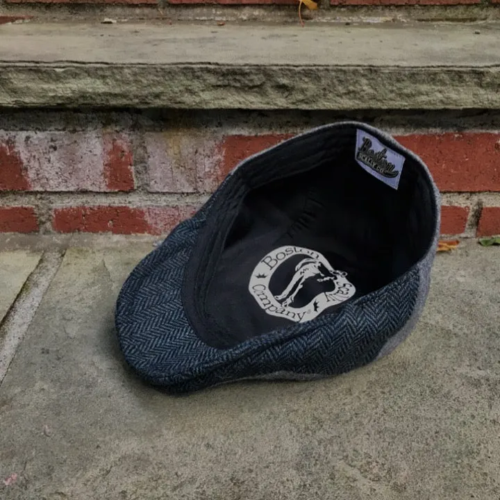 The Legacy Boston Scally Cap - Grey & Patriot Blue Herringbone
