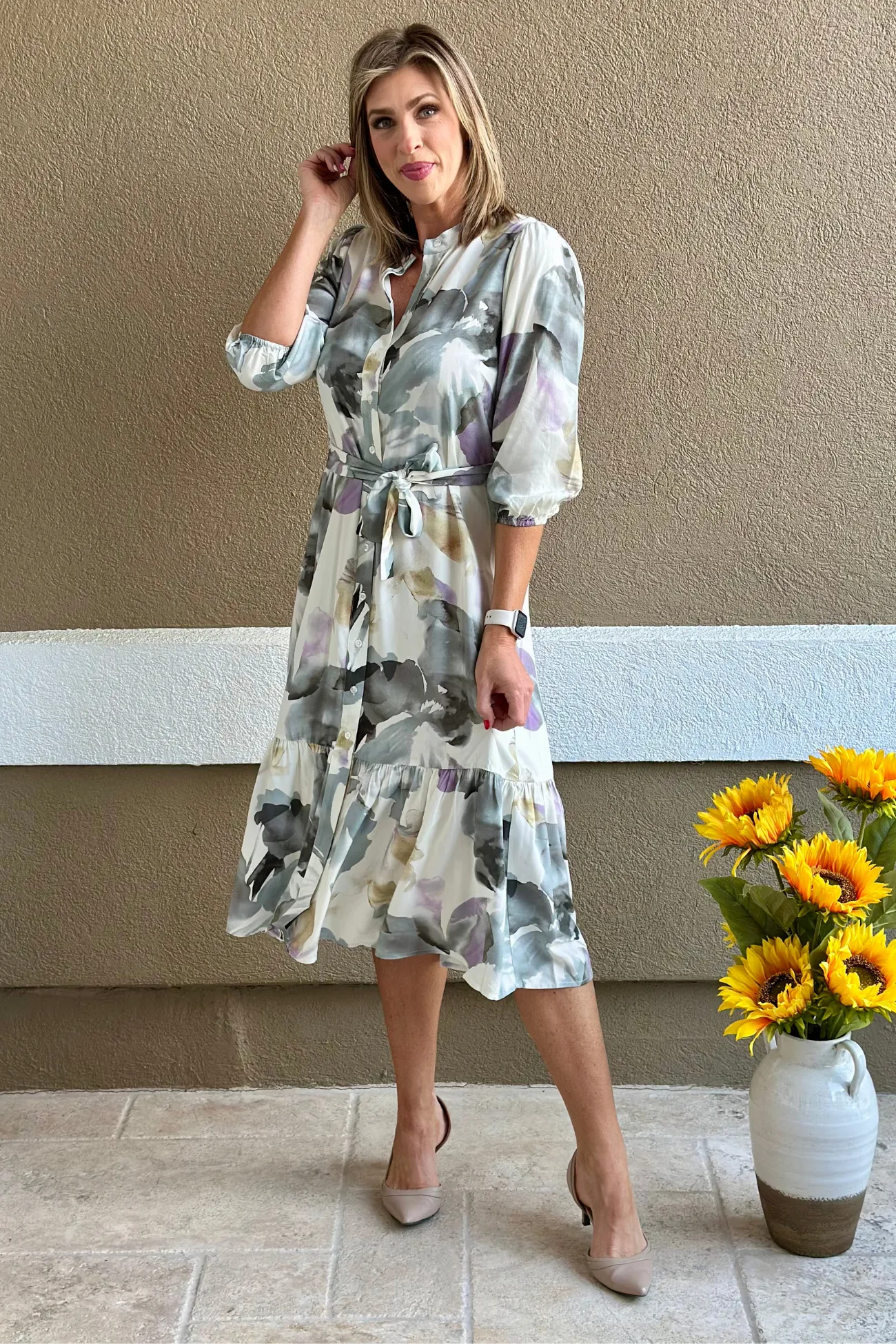 The Renuar Watercolor Midi Dress