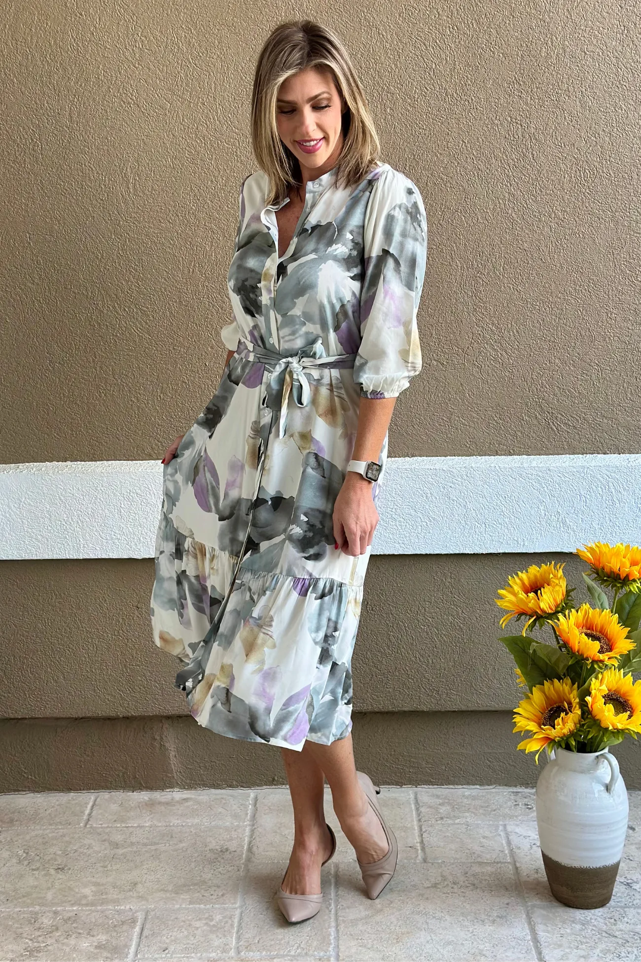 The Renuar Watercolor Midi Dress