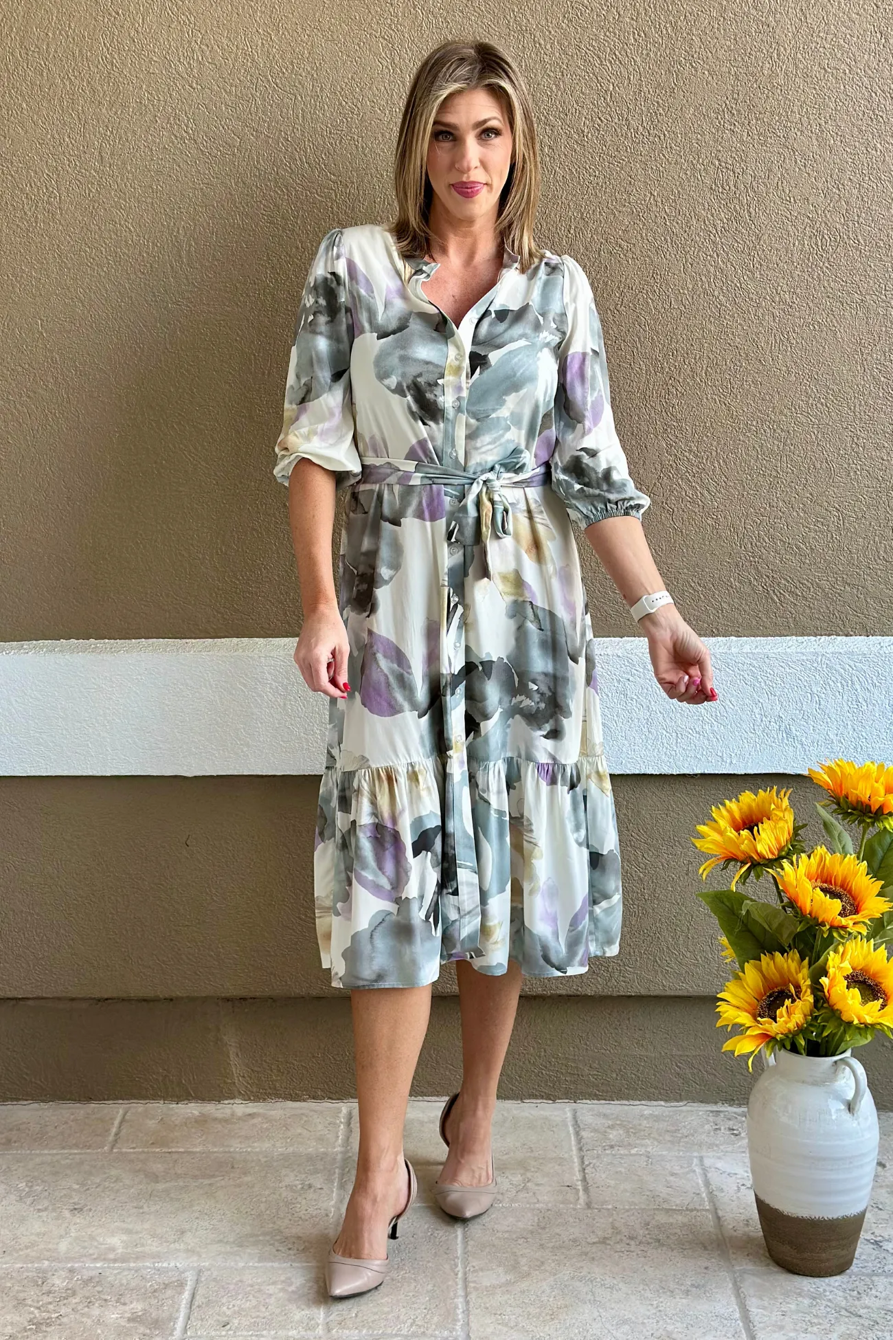 The Renuar Watercolor Midi Dress