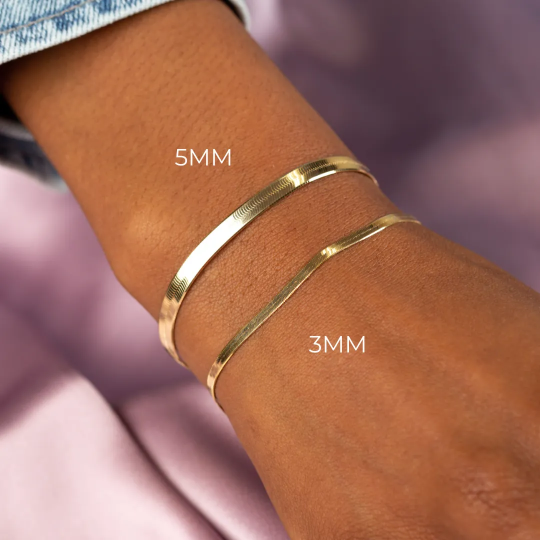 Thick Herringbone Bracelet 14K