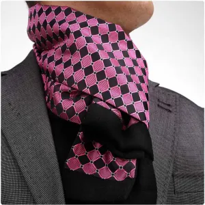 Unisex Pink Black Soft Fashion Dress Scarves for Winter Made of Silk Blend