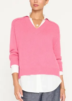 V-Neck Layered Pullover (Aster Pink)