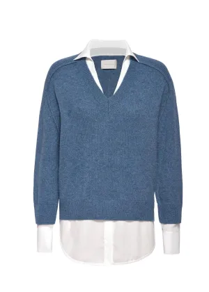 V-Neck Layered Pullover (Laguna Melange)