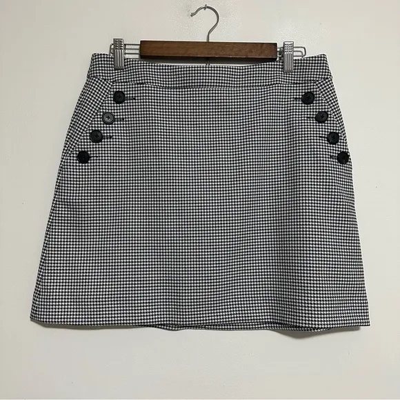 Veronica Beard Barnes Houndstooth Print Button Mini Skirt