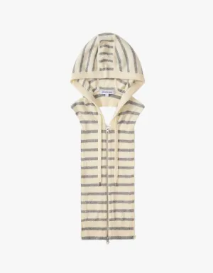 Veronica Beard Cashmere Hoodie Dickey In Ivory & Heather Grey