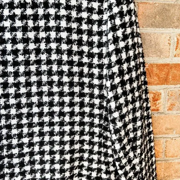 Vintage Liz Claiborne Liz Wear Black White Houndstooth Blend Wool Blend Blazer