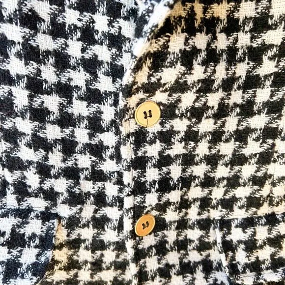 Vintage Liz Claiborne Liz Wear Black White Houndstooth Blend Wool Blend Blazer