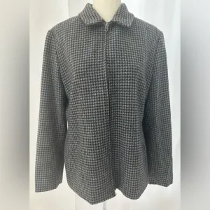 VINTAGE RALPH LAUREN Houndstooth Wool Zip-Up Jacket Blazer
