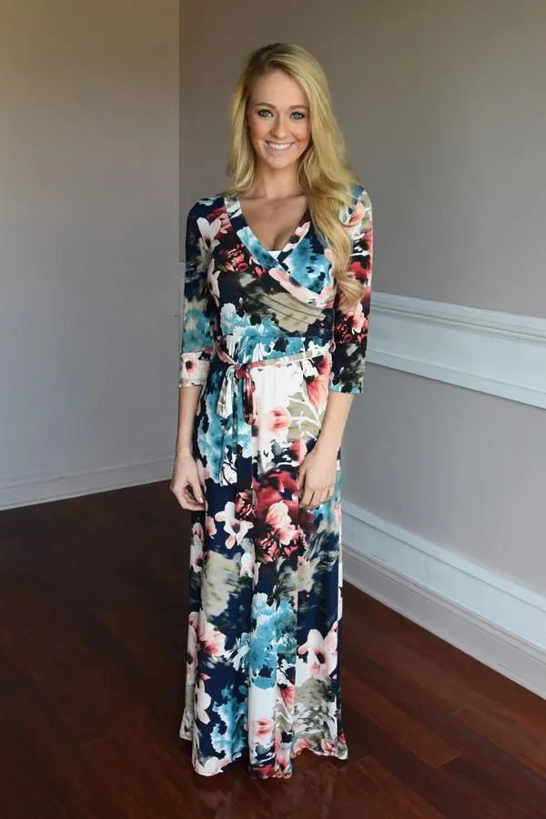 Watercolor Floral Maxi Dress