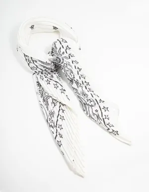 White & Black Celestial Plisse Scarf