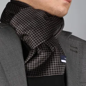 White & Black Mens Silk Scarf - Designer neck scarf for winters