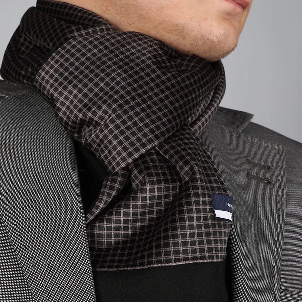 White & Black Mens Silk Scarf - Designer neck scarf for winters