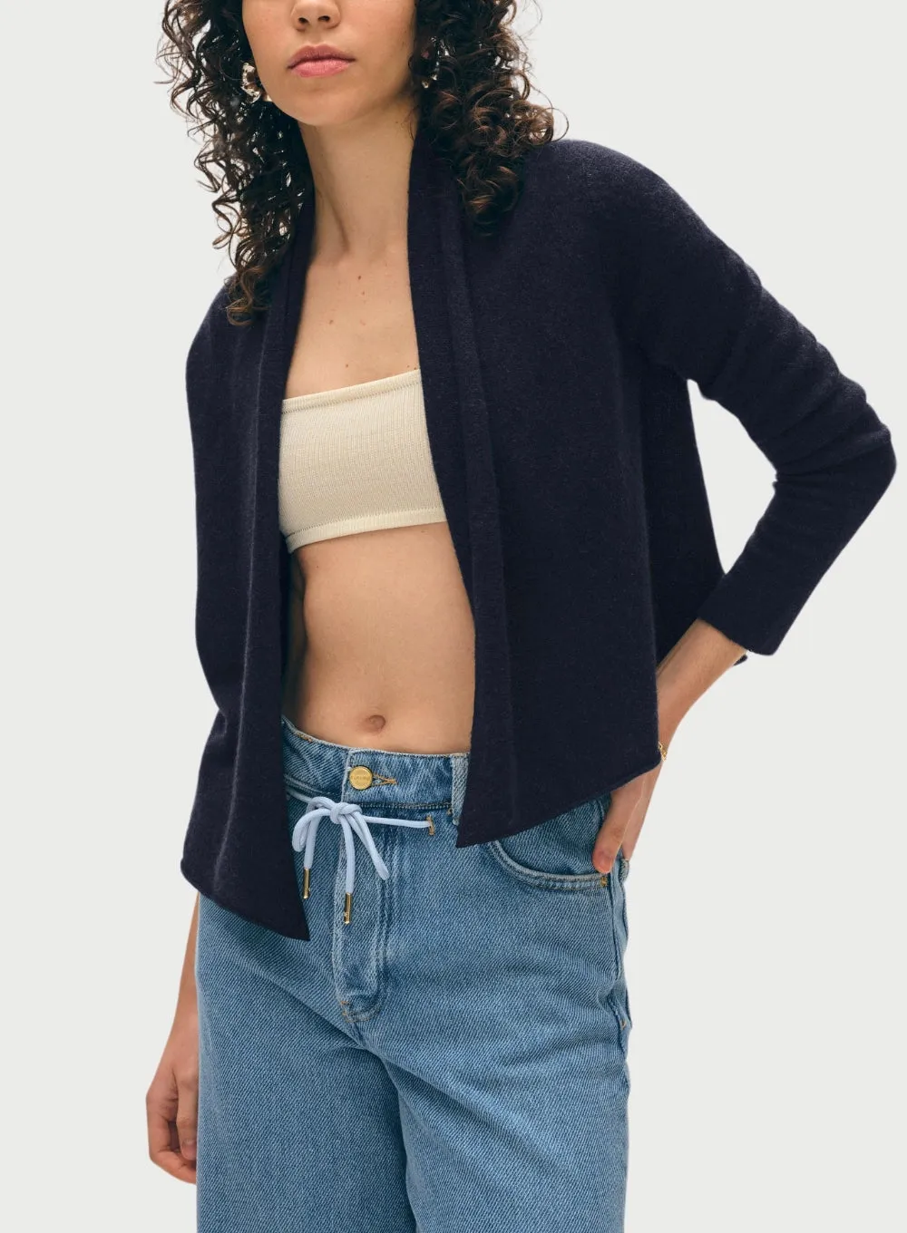 WHITE   WARREN | Cashmere Cropped Trapeze Cardigan