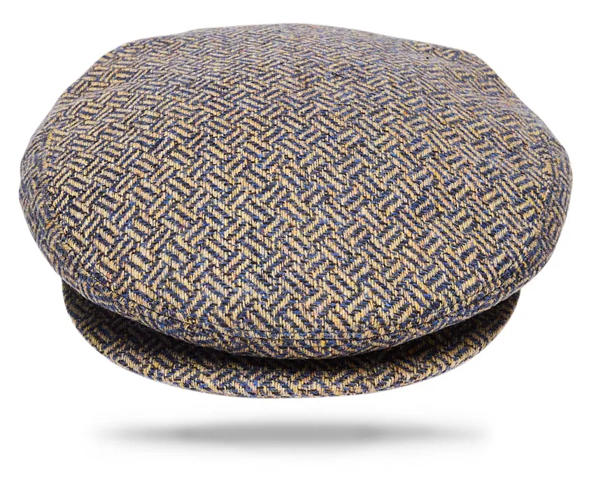 Wool Ivy Brown/Blue Herringbone cap