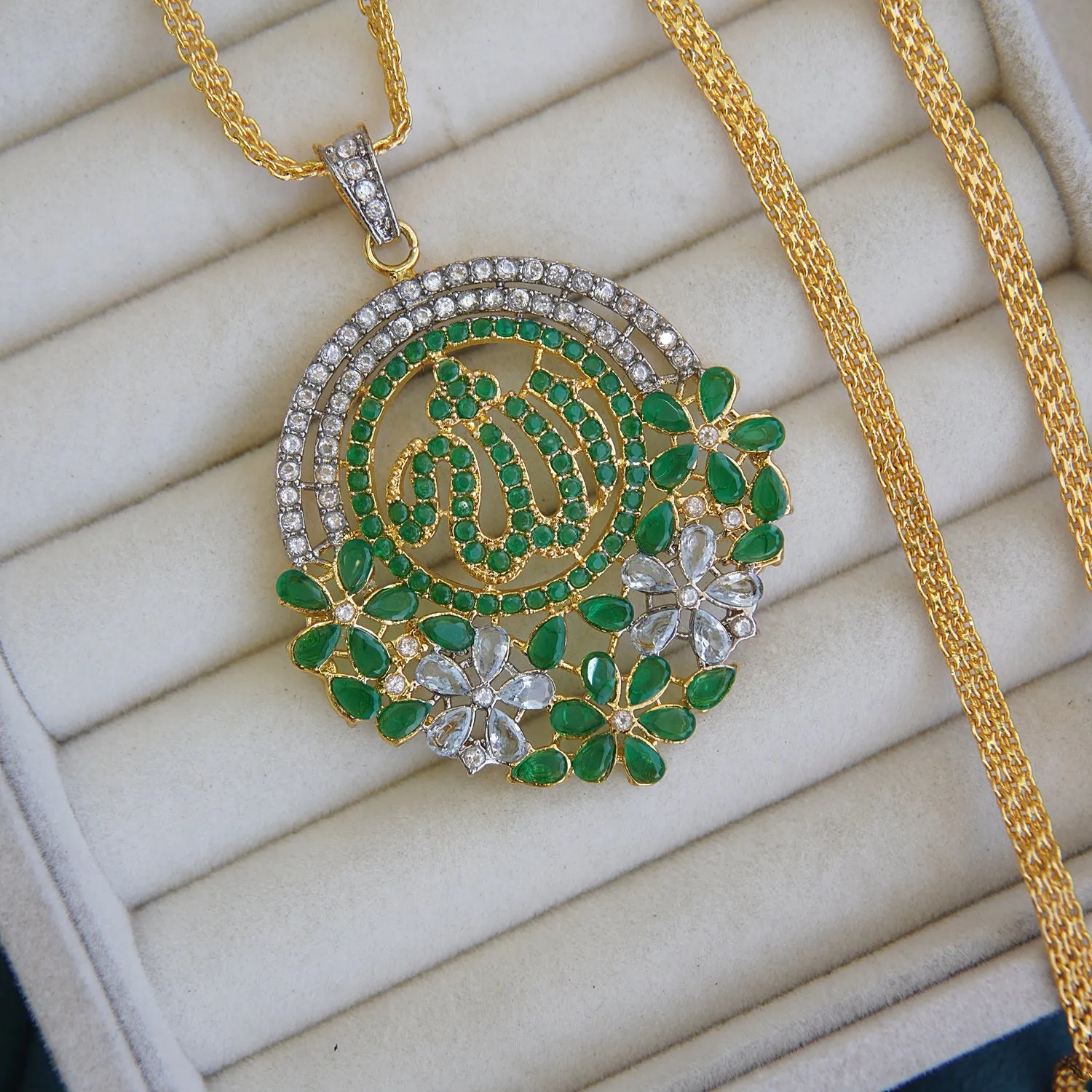 Zirconia Calligraphy Gold Plated Locket