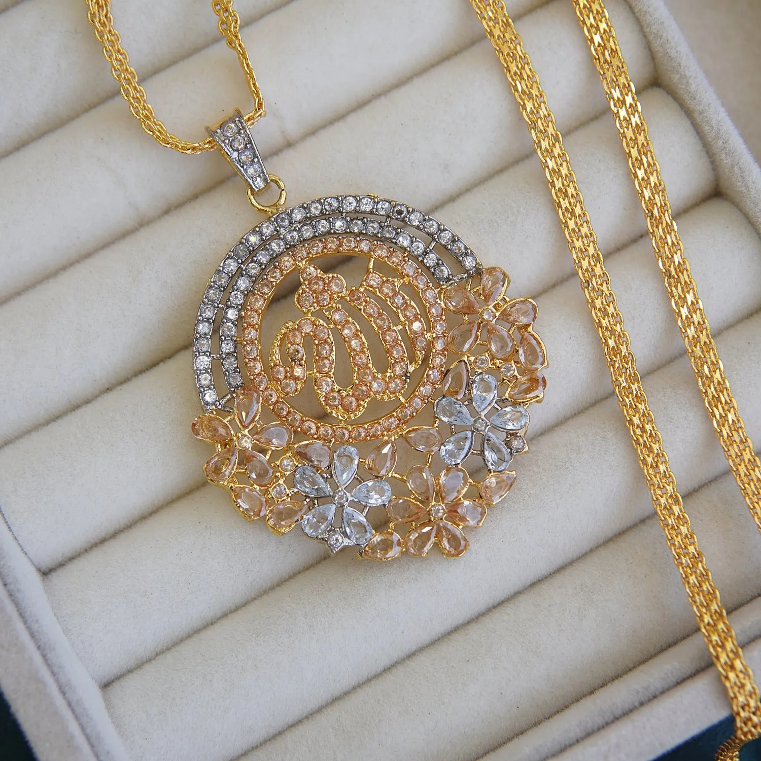 Zirconia Calligraphy Gold Plated Locket