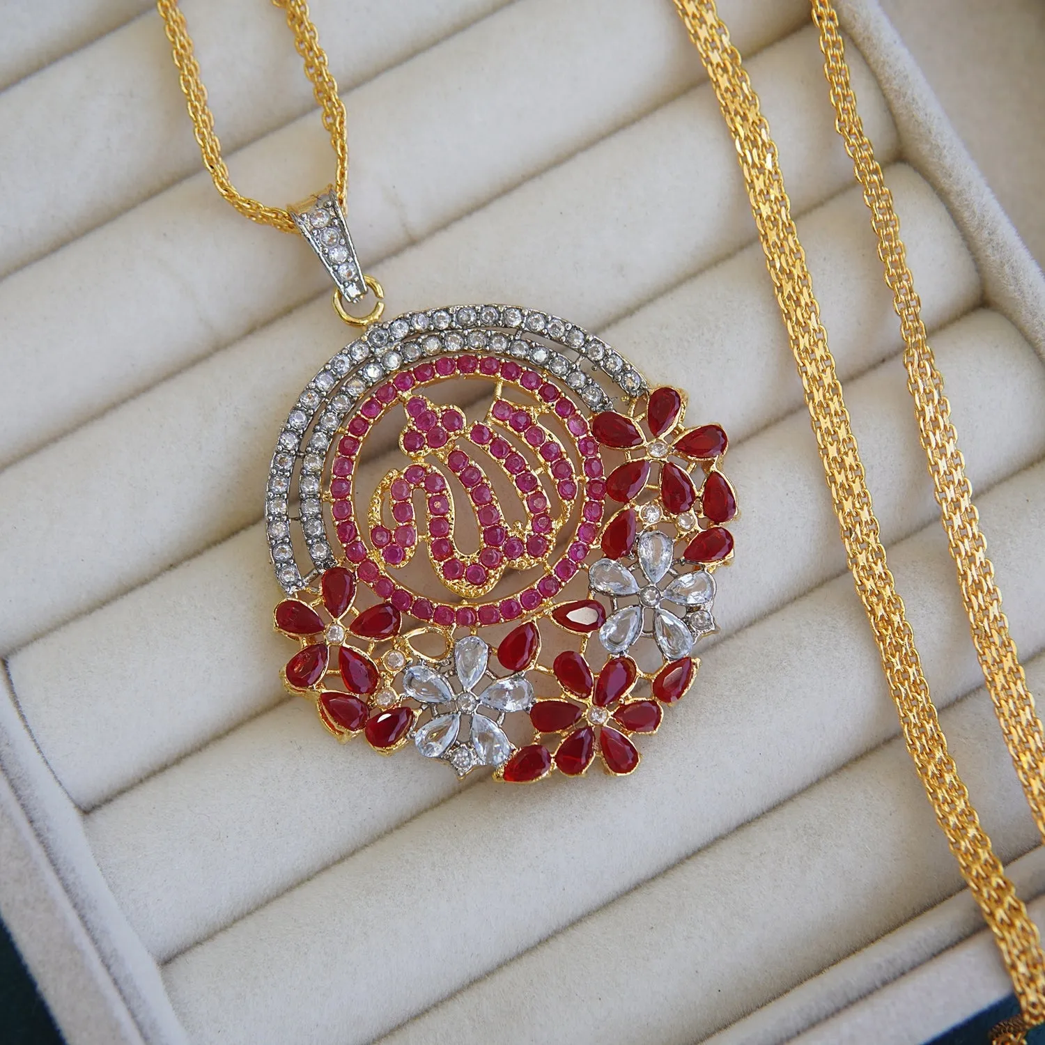 Zirconia Calligraphy Gold Plated Locket